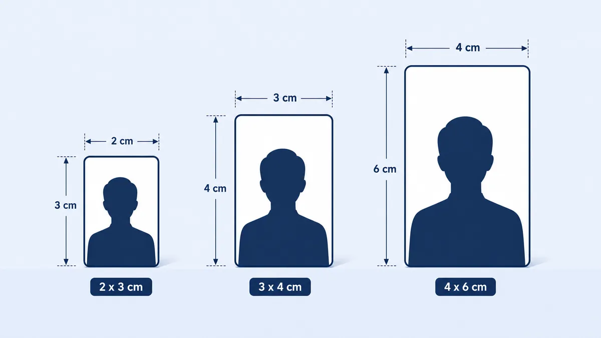 Ilustrasi perbandingan ukuran pas foto 2x3, 3x4, dan 4x6