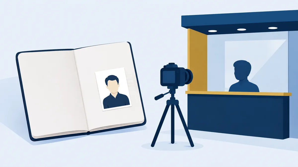 Ilustrasi pas foto 4x6 latar putih untuk paspor