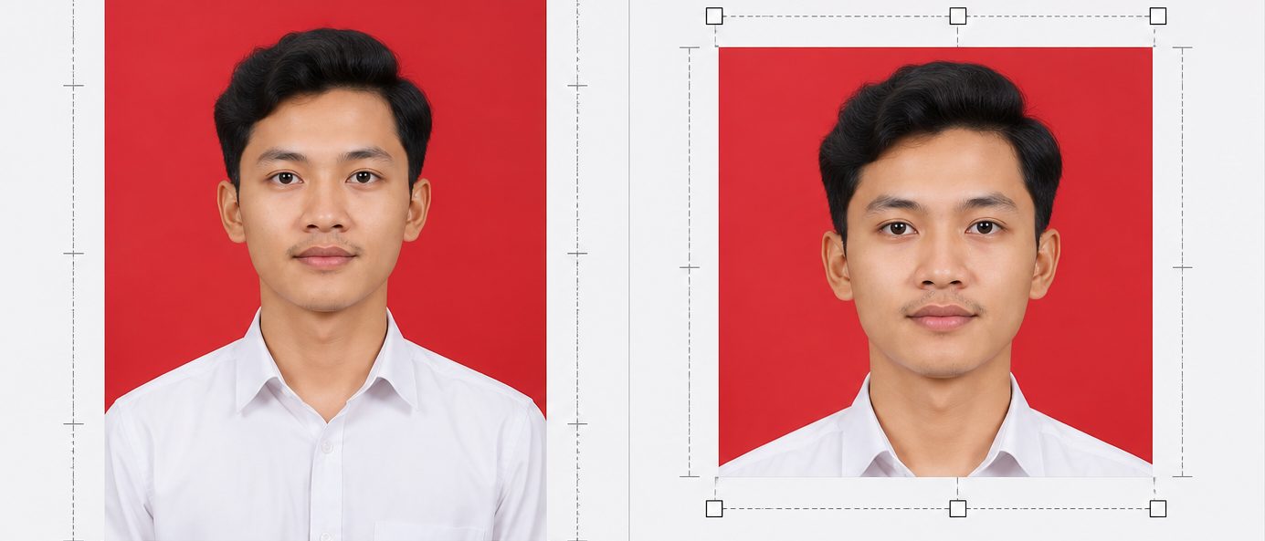 Ilustrasi mengubah ukuran dan latar pas foto